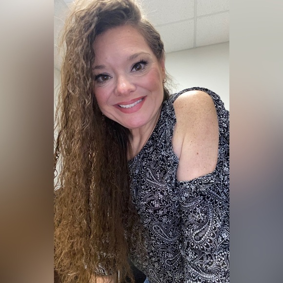 Old Navy Black & White Paisley Print Cold Shoulder Boho Western Top Sz.Lg - Picture 6 of 9